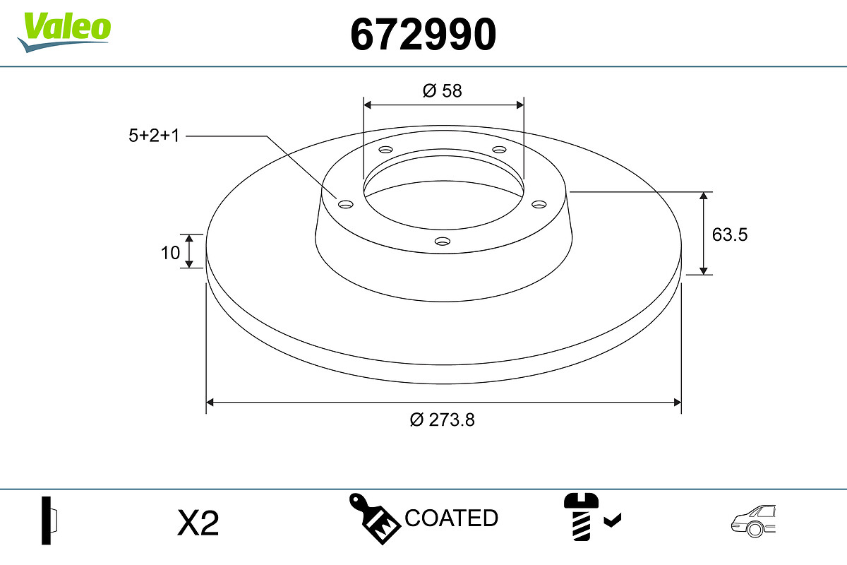 VALEO 672990 Bromsskiva